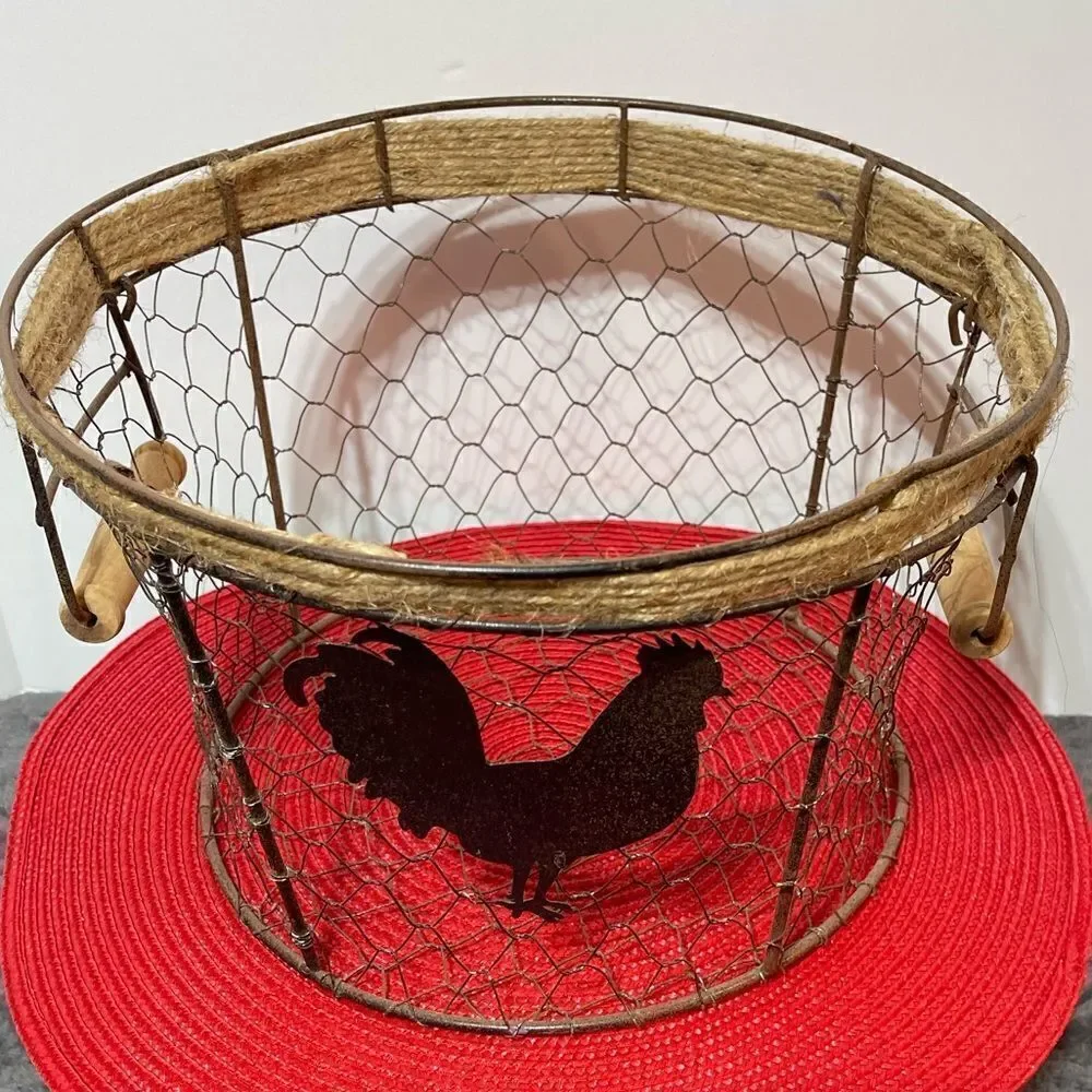 Rooster Wire Decorative Basket